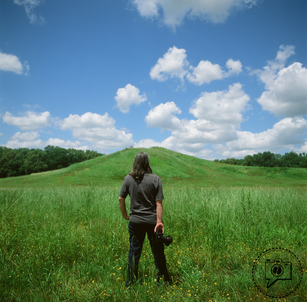 Photographer Jenny Ellerbe at the Poverty Point mound. ©Zack Smith Photography 2015