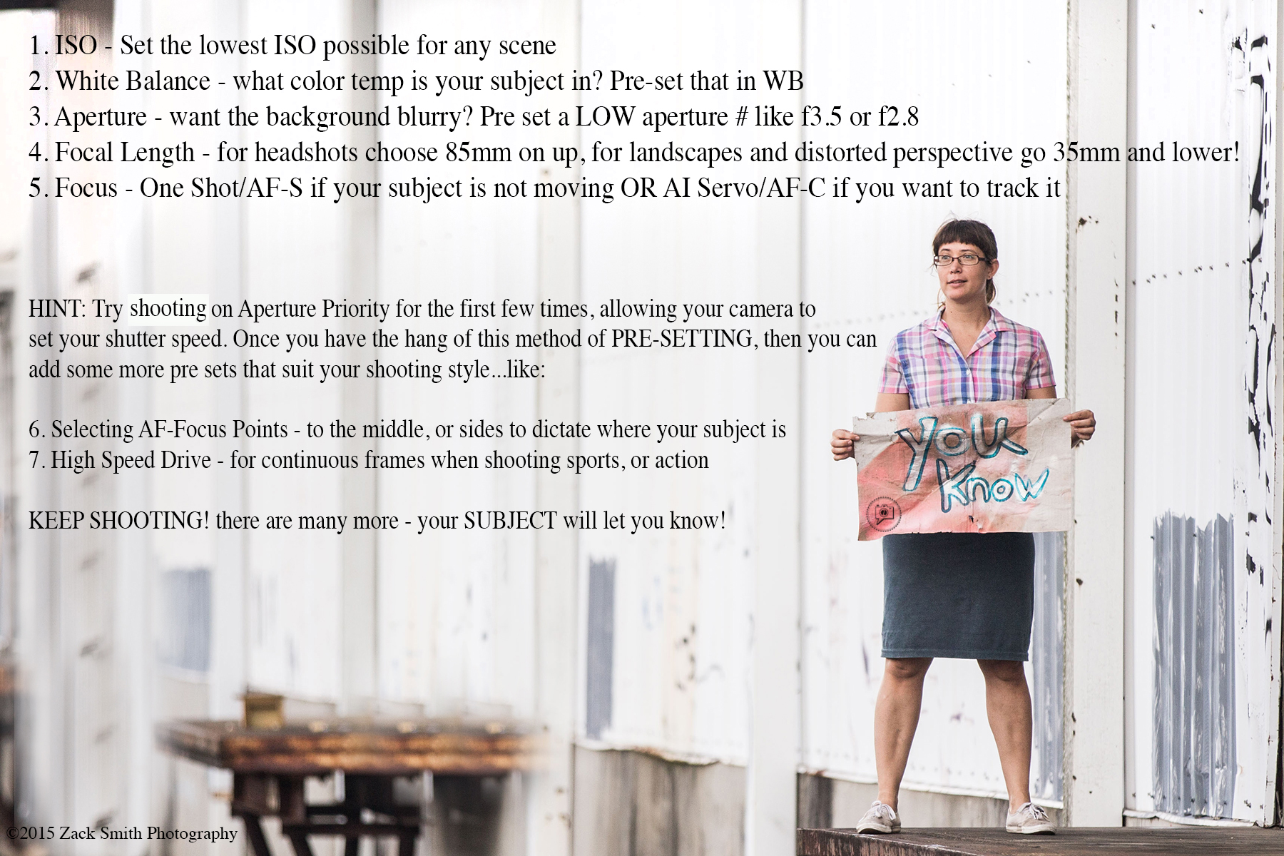  My longtime friend and awesome assistant Tamara is letting you know....YOU GOT THIS! Print this 4x6 card out and keep it in your bag!&nbsp;©zack smith photography 2015 