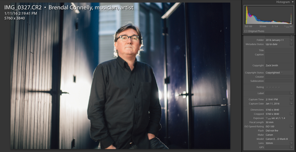  Musician and Composer Brendan Connelly standing between his custom designed offices, 2016  ©Zack Smith Photography  